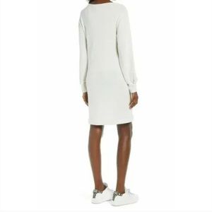 Fraiche by J. Long sleeve knit sweater dress. Crew neck cream.